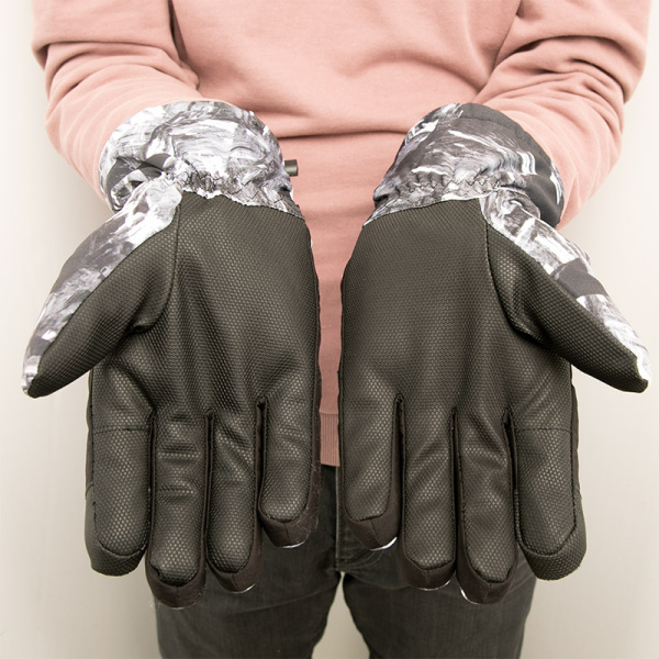 Перчатки кмф чёрные п/э утеплённые искусственным мехом (1)