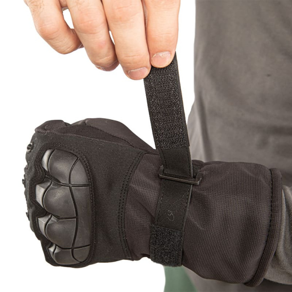 Перчатки зимние с искусственным мехом защита костяшек чёрные (3)