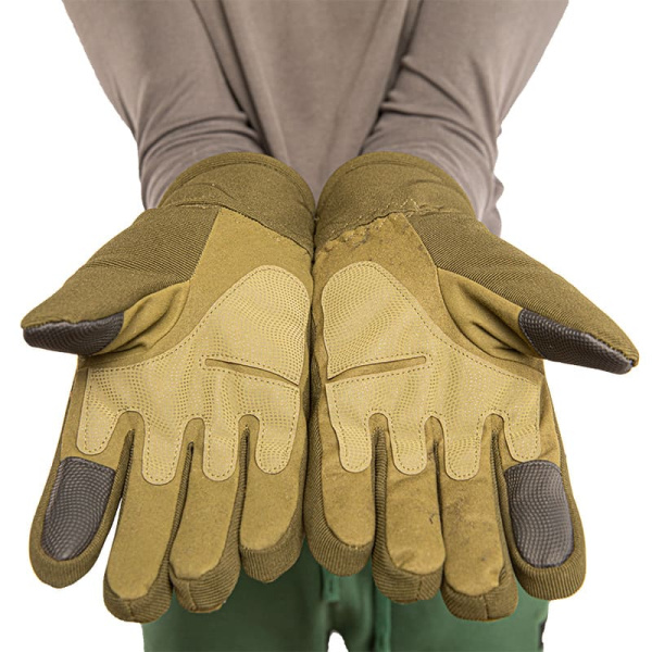 Перчатки зимние с искусственным мехом защита костяшек зелёные (1)