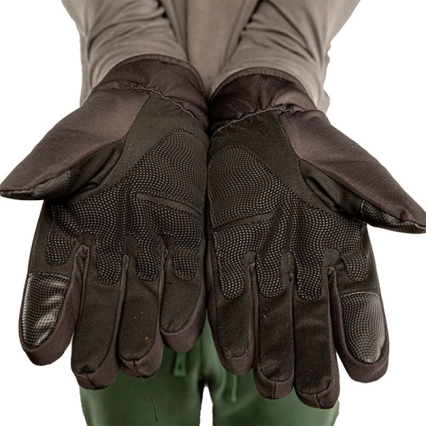 Перчатки зимние с искусственным мехом защита костяшек чёрные (2)