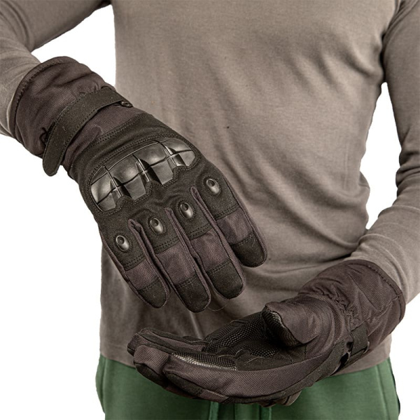 Перчатки зимние с искусственным мехом защита костяшек чёрные