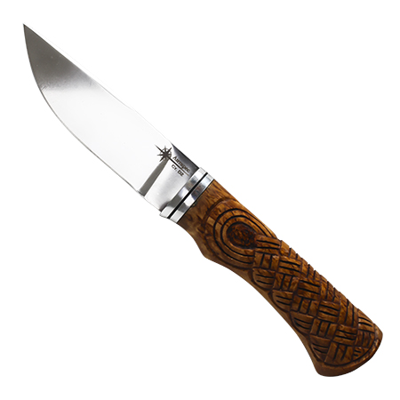 Нож охотничий Зверьславянские мотивыкап карельская берёза дюраль коженая вставка Антарес7600.jpg