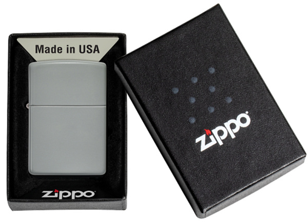 49452 Зажигалка Zippo Classic покрытие Flat Grey серая глянцевая Zippo (2).jpg