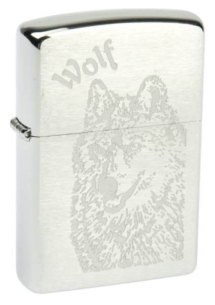 200 Зажигалка Wolf покрытие Brushed Crome серебристая матовая Zippo.jpg