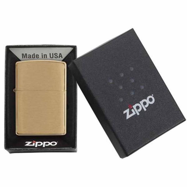  Зажигалка Zippo Brushed Brass золотистая матовая 204В.jpg