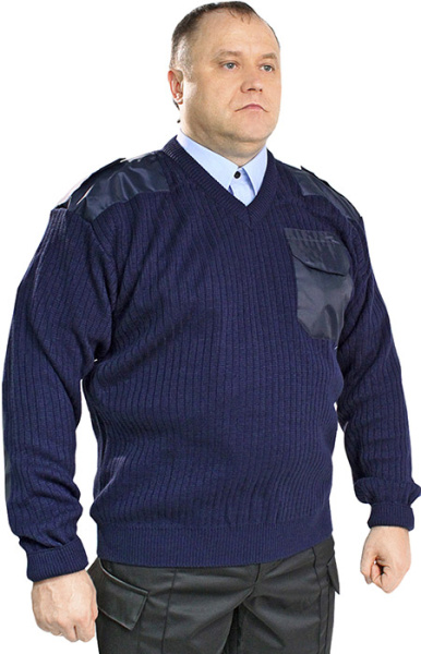 Пуловер синий(с V- образным вырезом)