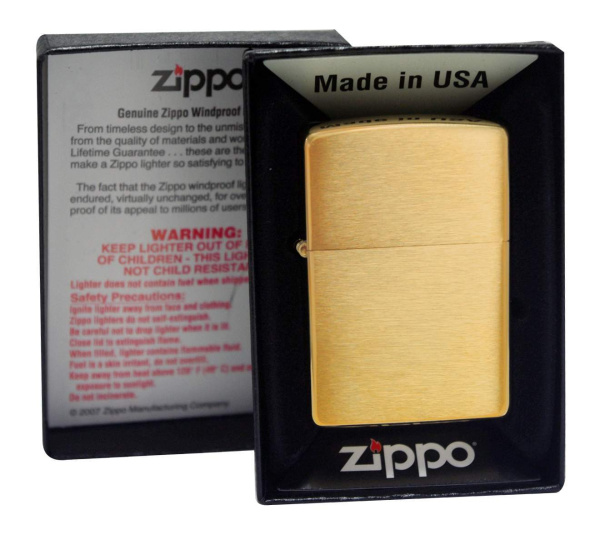 204 Зажигалка Zippo покрытие Brushed Brass (1).jpg